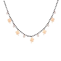 clear cubic zirconia beads black crystal necklace for women party elegant rose gold clover charms necklace fashion jewelry gifts