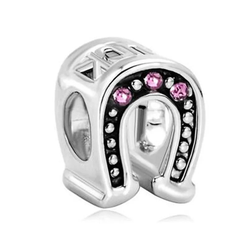 Новые бусины розовый кристалл удача седло очаровательные подходят для Pandora