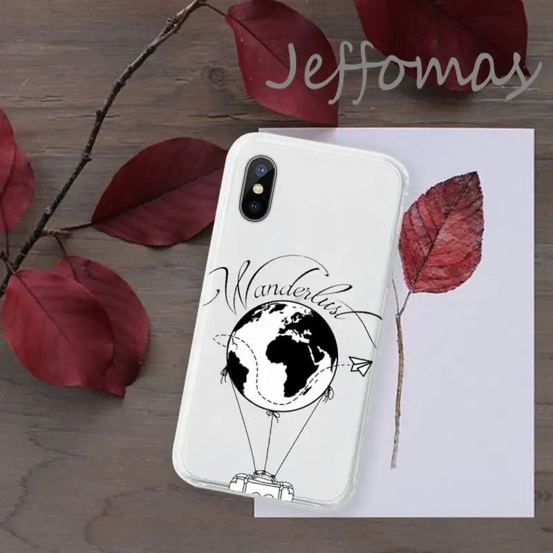 

World Map Travel Creativity art Phone Case Transparent for iPhone 11 12 mini pro XS MAX 8 7 6 6S Plus X 5S SE 2020 XR