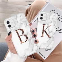 Initial Letter A Z Fashion Phone Case For iPhone 13 Pro Max 11 Pro Max 12 Pro Max 12 Mini 13MiniLuxury Marble Texture Soft Cover