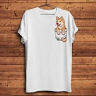 Милый щенок Акита и Сиба-ину в кармане, забавная белая Повседневная футболка для мужчин, хипстерская футболка, Новинка лета Мужская 3D футболка