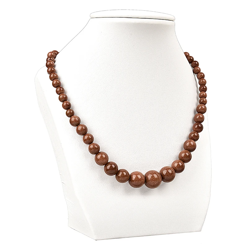 

Shining Goldstone 6-14mm Round Bead Tower Necklace Handmade DIY Design Jewelry Women Clothing With Festival Birthday Gifts 18"