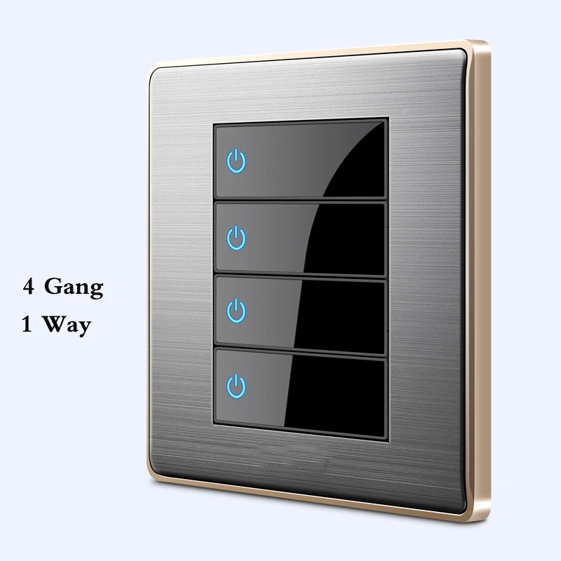 4 Gang 1 Way 86 Тип светодиодный случайный точечный usb-переключатель Зеркало акриловая Бытовая нержавеющая сталь матовая панель 4 банды 2 способ переключатель розетка немецкий - Цвет: 4 Gang 1 Way