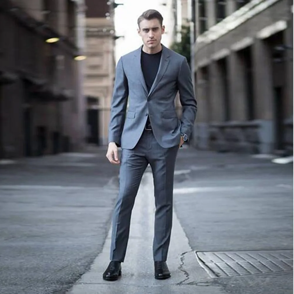 

Grey Men Suits Smart Casual Slim Fit Best Business Suit Wedding Tuxedos Groom Wear Groomsmen Suit Men Formal Wear (jacket+pant)