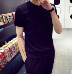 2019 новая Однотонная футболка для отдыха мужские черные и белые тонкие футболки