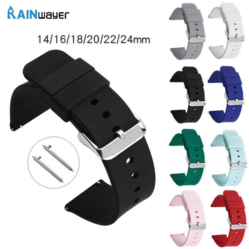 

20mm 22mm Silicone Band Strap Quick Release Watchband Bracelet for Samsung Huawei Smart Watch Strap Waterproof