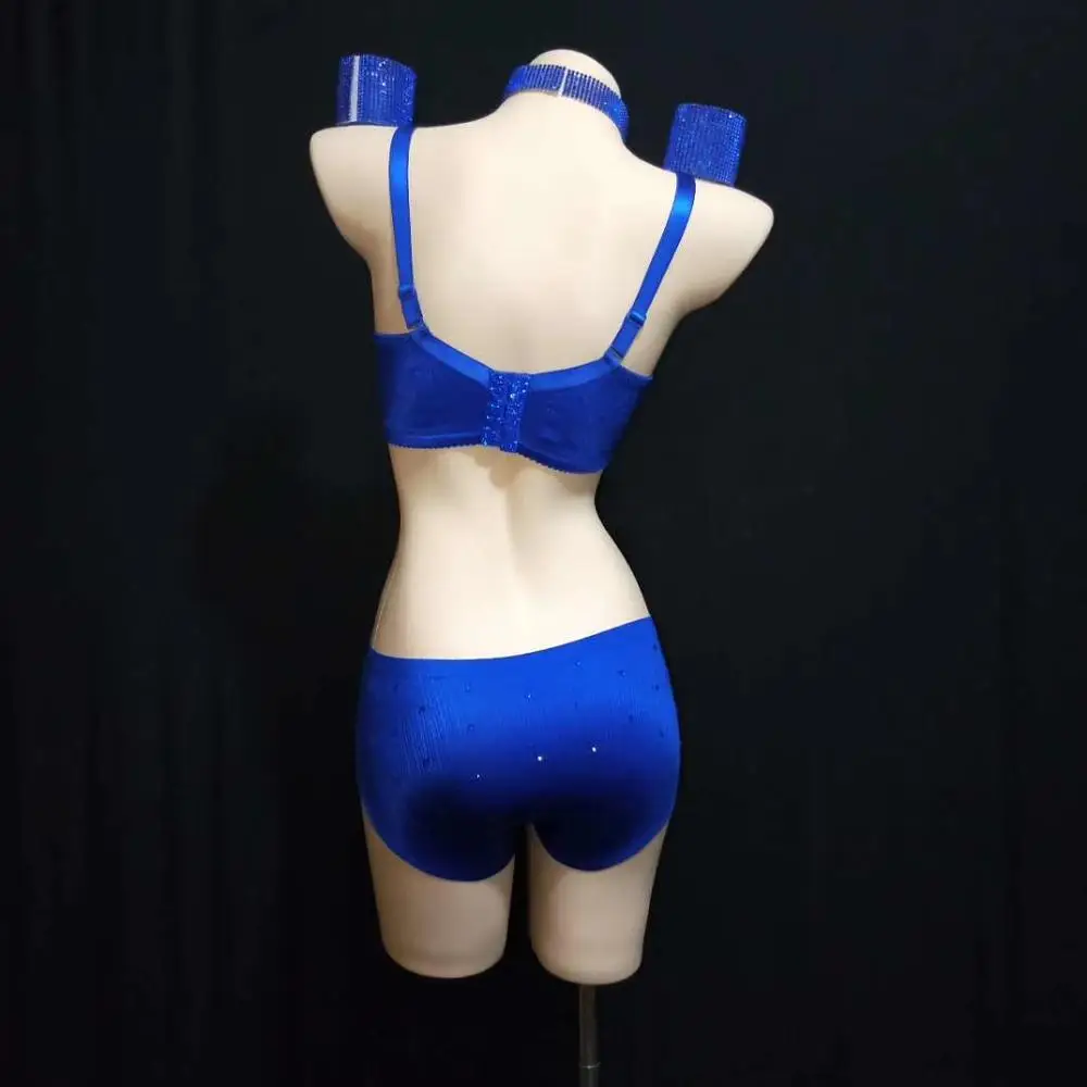 Sexy Rhinestone Bikini Sets Party Celebration Performance Outfits Set Women Nightclub Dancer Sexy Costumes DJ DS Stage Clothes