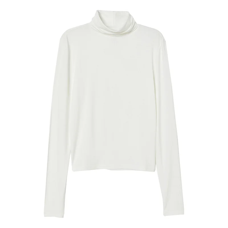 Turtleneck Long Sleeve T Shirt Women Winter Black White Slim Fit Aesthetic Vintage Vegan Angel Basic Christmas Clothes Teen girl