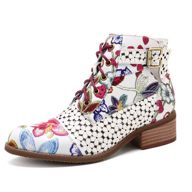 

Women's shoes 2020 new fashion color matching flower boots 43 women's shoes