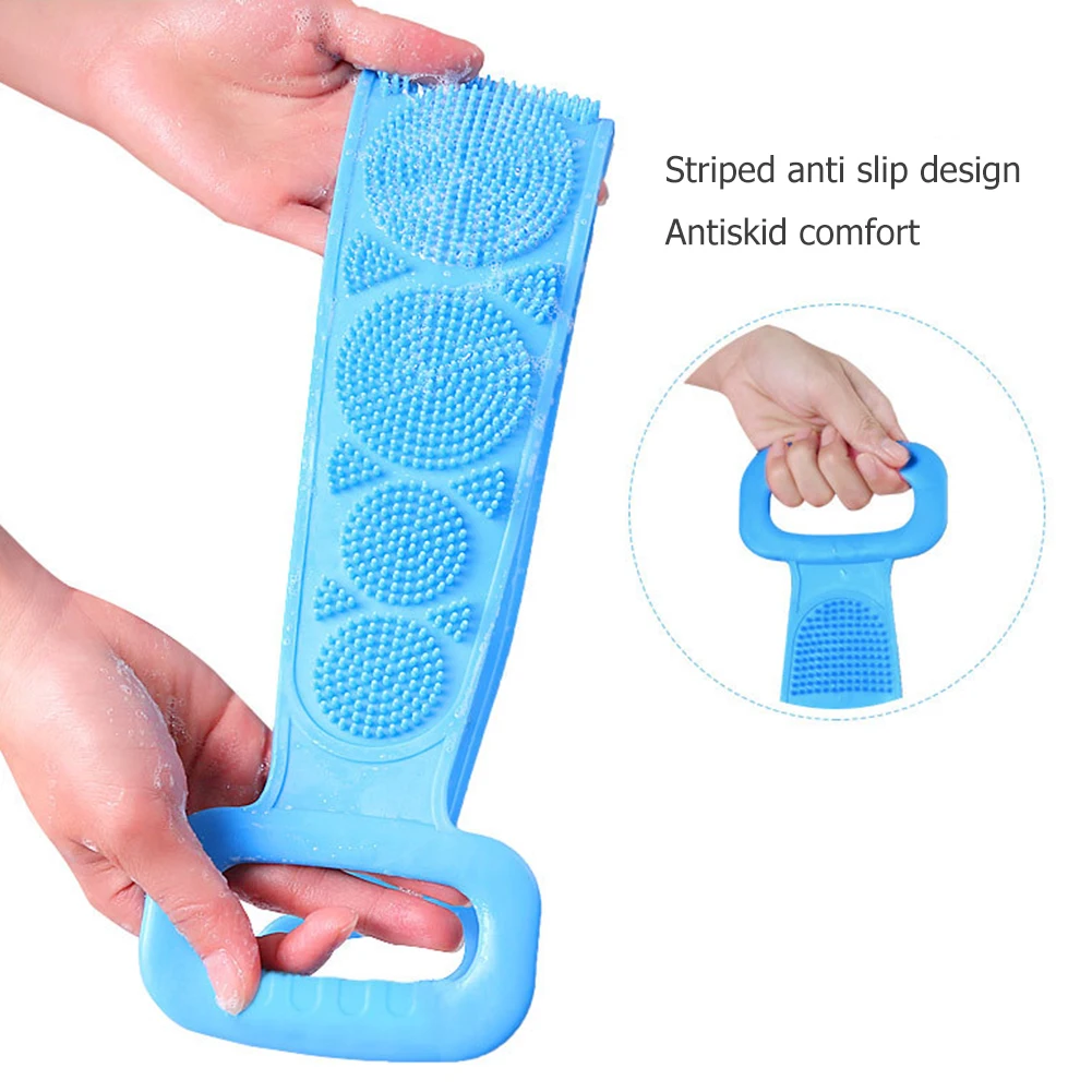 

Silicone Back Scrubber Soft Bath Towel Belt Body Exfoliating Massage Strap Massage Bathing Tape Shower Extended Scrubber