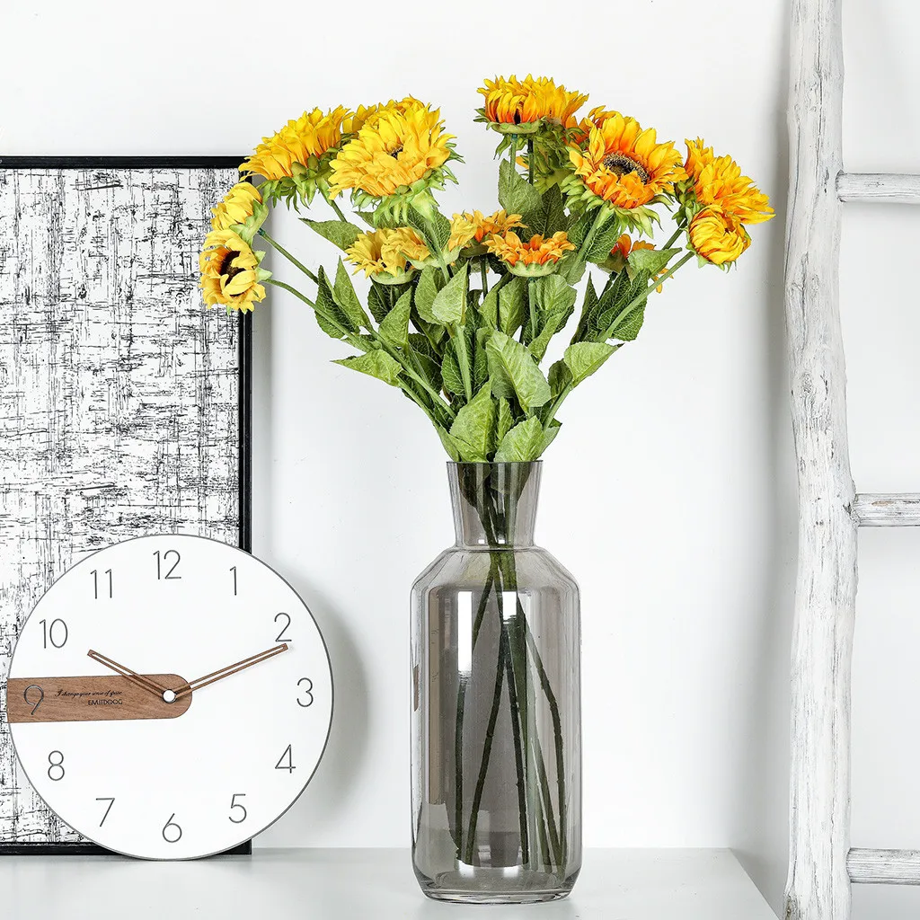 Сад искусственные Подсолнухи мини бонсай с железная ваза горшечные растения для