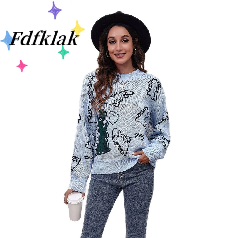 

Свитер женский вязаный с длинными рукавами и спущенными плечами