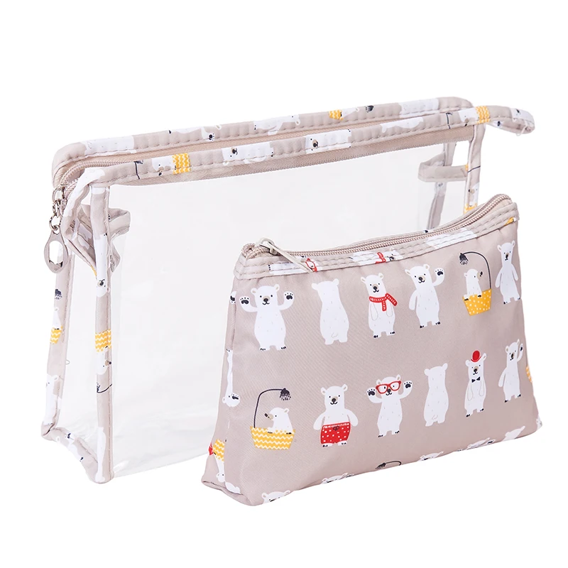 Набор прозрачных водонепроницаемых мультяшных сумок для макияжа портативные