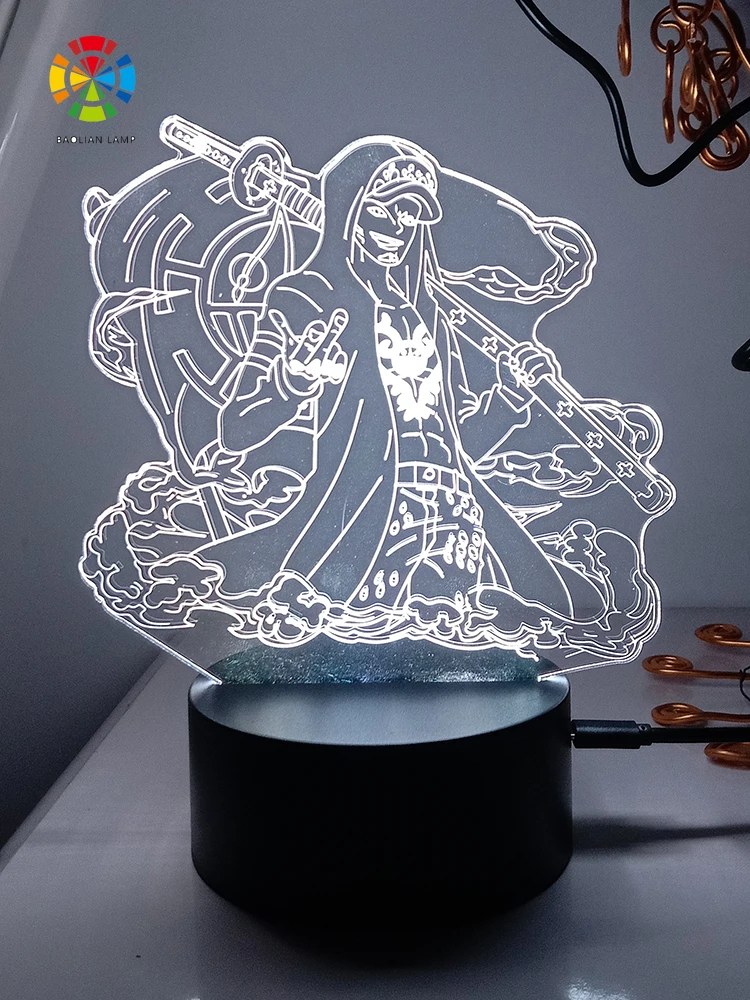One piece trafalgar law для дома украшения ночник аниме фигурки декор комнаты светодиодная