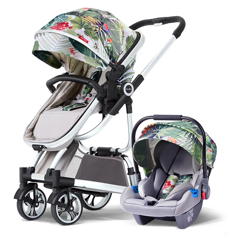 Baby Stroller with Car Seat Reversible High Landscape Baby Stroller 3 In 1 Multiple Stroller with Newborn Baby Car Seat Cradle enlarge