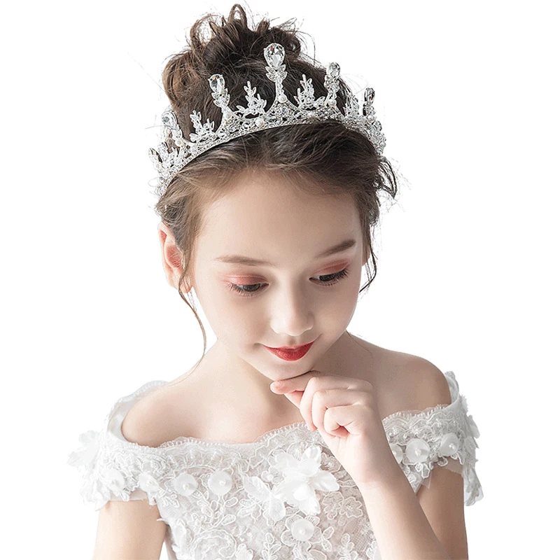 

Girls Tiara Silver Wedding Girl Rhinestone Headband Head Crown Princess Jewelry Hair Accessories In Stock