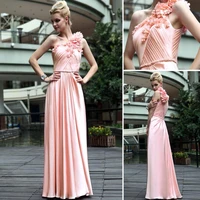 free shipping robe fille one shoulder maxi pink married design long cocktail elegant graduation girls party homecoming dresses