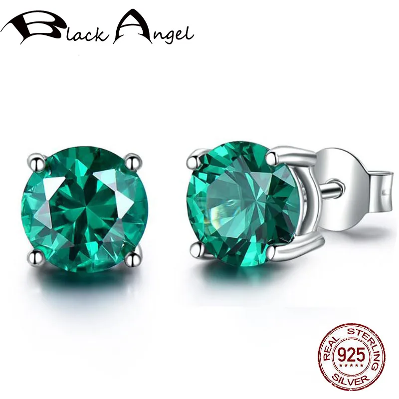 

Limited Time Promotion 100% 925 Sterling Silver 5mm Emerald Stud Earrings for Women Fashion Jewelry Gemstone Wedding Earrings