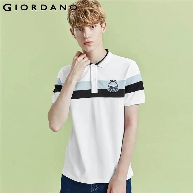 Мужская футболка поло из лайкры Giordano Повседневная Эластичная с отложным