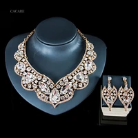 vintage jewelry sets women big necklace earring set indian dubai gold jewellery f1135 rhinestone party jewels 5 colors cacare
