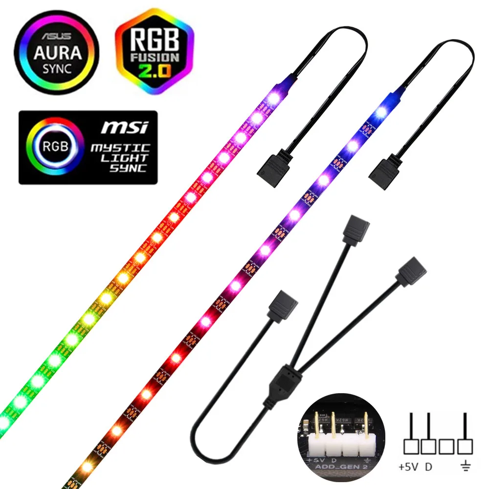 

RGB light 5V 3Pin WS2812b RGB LED Strip for PC ASUS Aura SYNC,MSI Mystic Light,GIGABYTE RGB Fusion2.0 Header on Motherboard