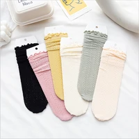 new pile of socks female summer thin section wood ear tube socks japanese ins lolita girl mesh breathable cotton socks