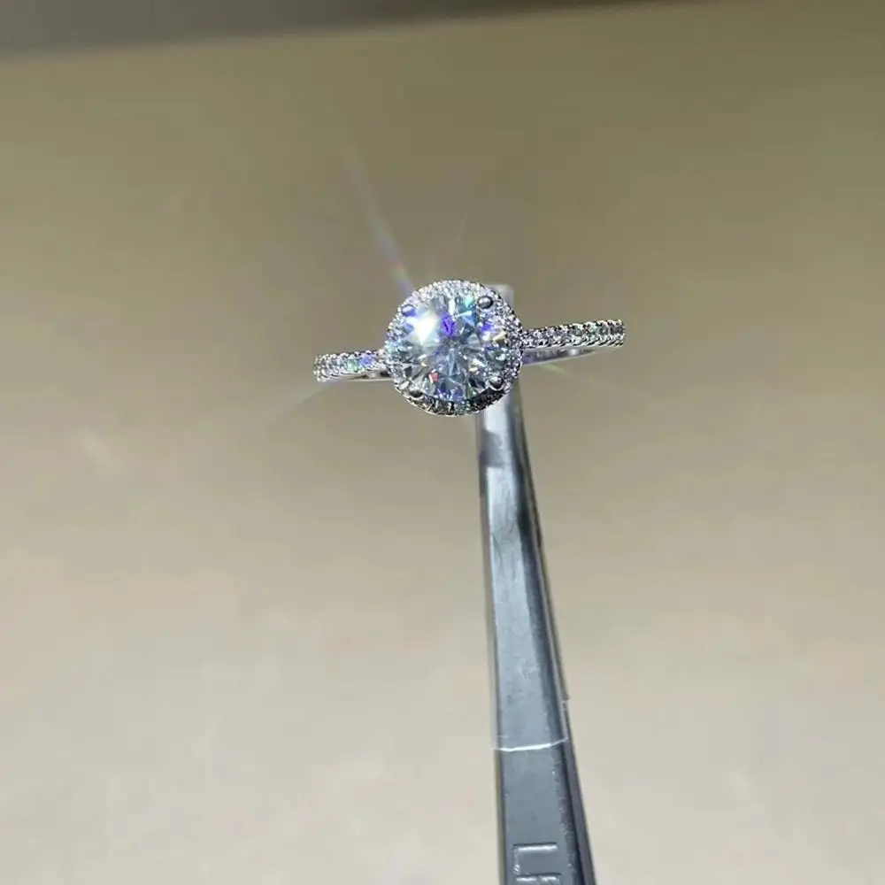 Kkmall магазин круглое серебряное кольцо Moissanite 1.00ct D VVS роскошное свадебное для