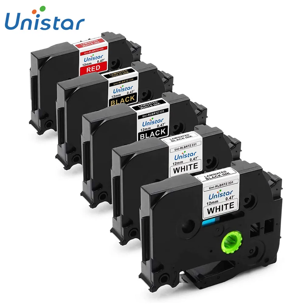 Unistar 5 шт. Φ комбинированный набор совместимый с Brother P-touch Tape 12 мм 231 цветная