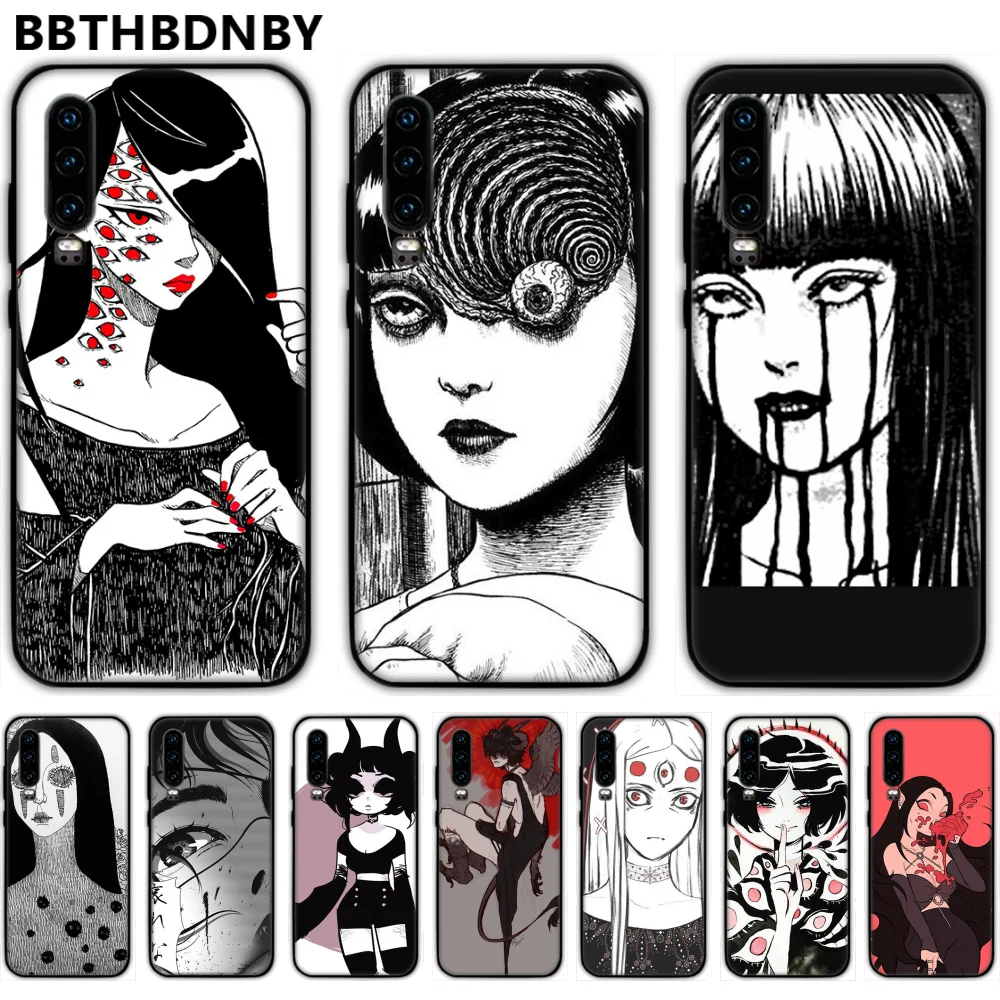 Чехол для телефона Junji Ito Tees из черного ТПУ Huawei P9 P10 P20 P30 Pro Lite smart Mate 10 20 Y5 Y6 Y7 2018 2019 |