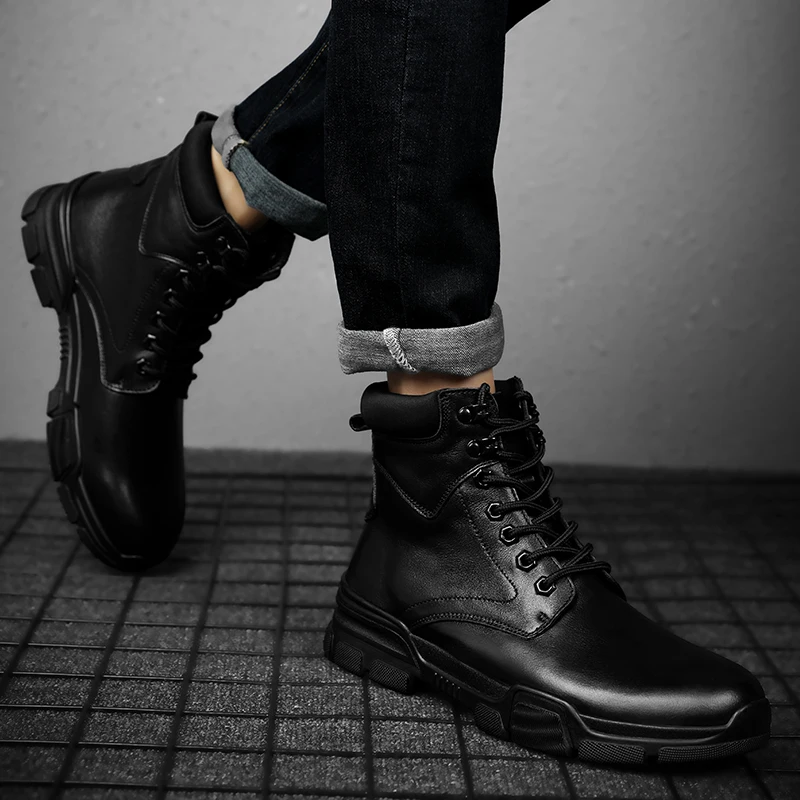 Высокие ботинки ручной работы высокого качества зимние с мехом из натуральной