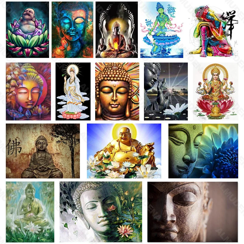 

Diy Diamond Painting Religious Buddha Nordic Style Full Diamond Handmade Dot Inlaid Diamond Bedroom Living Room Sticker Wall