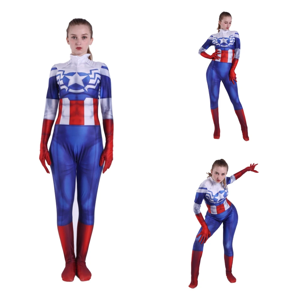 

Костюм для косплея Пегги Картера с 3D принтом, комбинезон из спандекса и лайкры с зентай, комбинезоны, костюмы на Хэллоуин для женщин