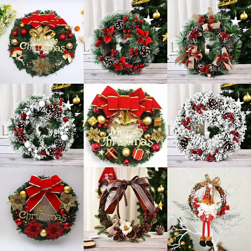 

Christmas Wreath Hanging Red Berries Garland Door Wall Home Window Flower Ring Celebration Party Decoration Xmas Ornaments TN
