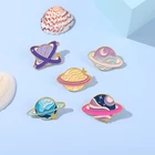 Эмалированные булавки с красивой планетой, булавки в виде Луны, космоса, броши на лацкан, значки, подарок для влюбленных вселенной, ювелирные изделия, аксессуары