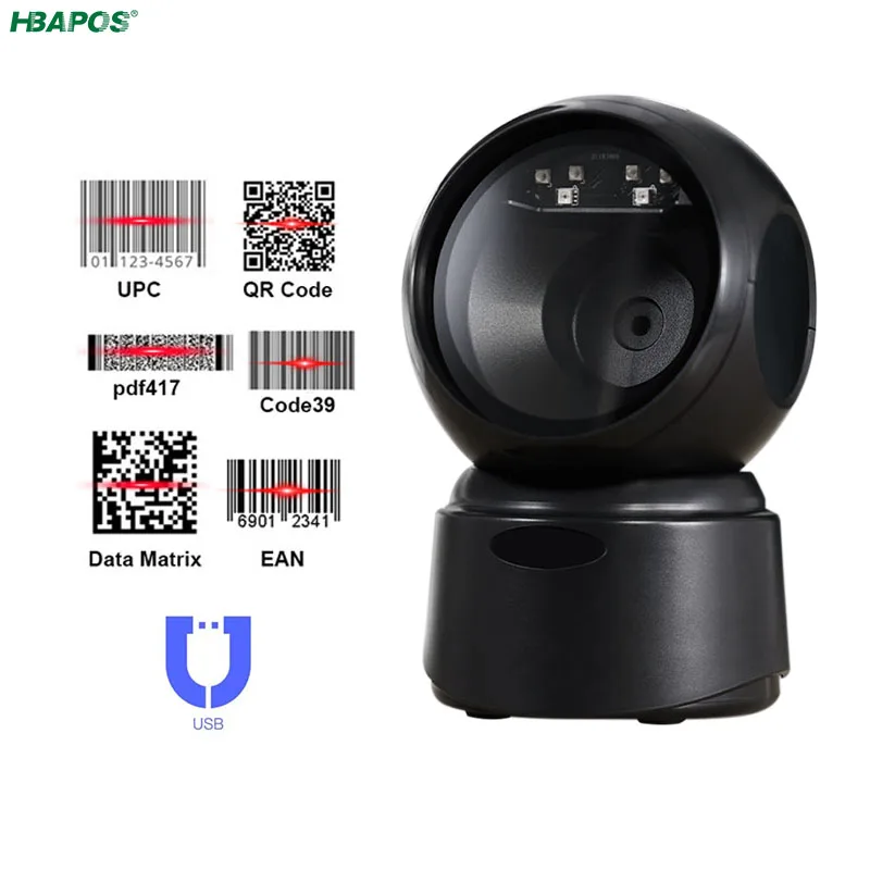 Barcode Scanner Omnidirectional 1D 2D QRcode Desktop Hands-Free Wired USB Platform Scanning Reader for supermarket store | Компьютеры и
