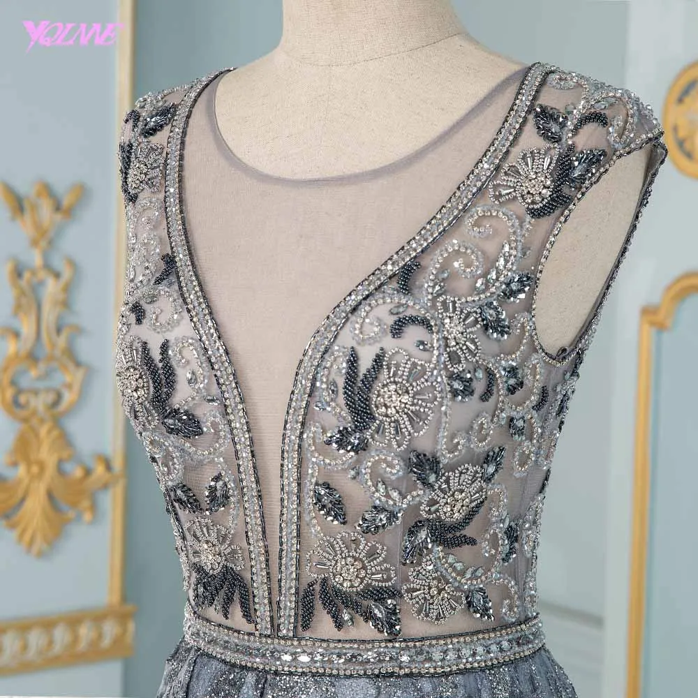 Женское вечернее платье YQLNNE длинное блестящее с глубоким v-образным вырезом и