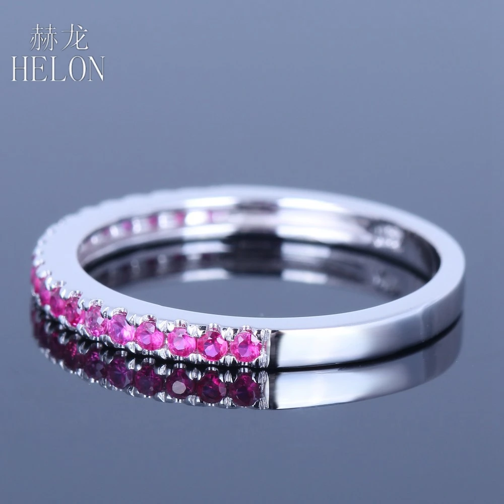 HELON Стерлинговое Серебро 925 сертифицированное круглое 0.4ct подлинный розовый сапфир Genstone женское кольцо для помолвки Свадебные трендовые ювелирные изделия