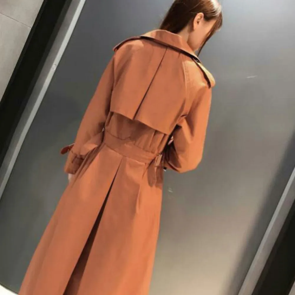 

2021 Trench Coats Womens Korean Clothes Autumn Fashion Long Slim Windbreaker Elegante Belt Splicing Corta Vento Feminina Ubrania