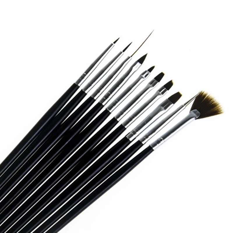 10 шт. акриловая ручка для дизайна ногтей плоская рисования УФ гель маникюра набор