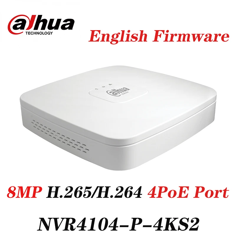 Dahua NVR4104-P-4KS2 NVR4108-P-4KS2 4K 4CH 8CH Smart 1U 4PoE H.265 Lite 8MP сетевой видеорегистратор CCTV система с