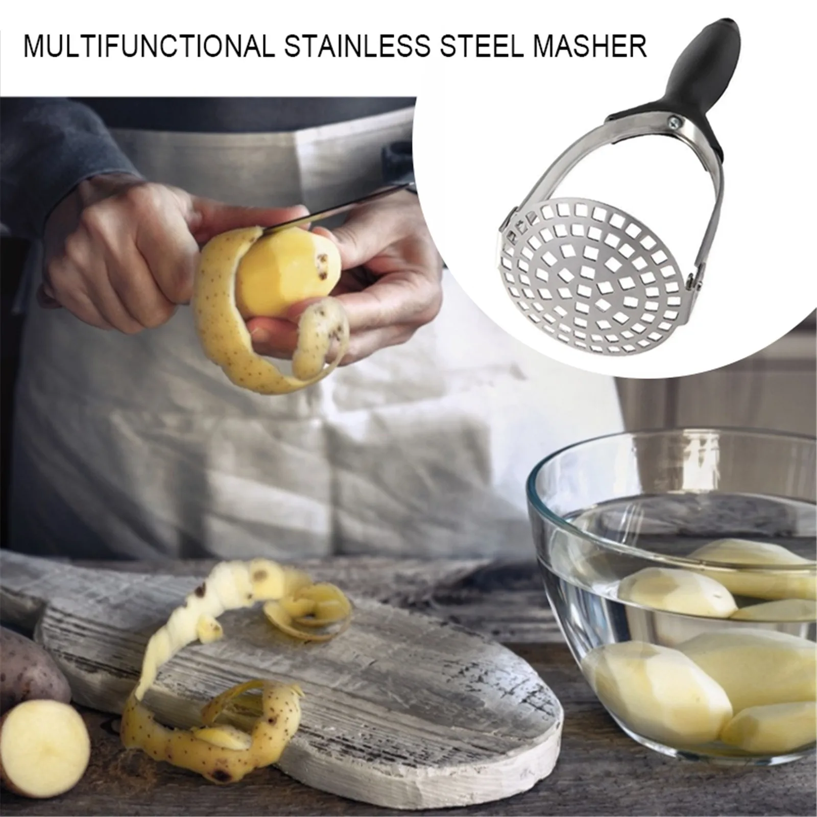 Ручная картофельница из нержавеющей стали для гладкого картофеля пресс-дробилка