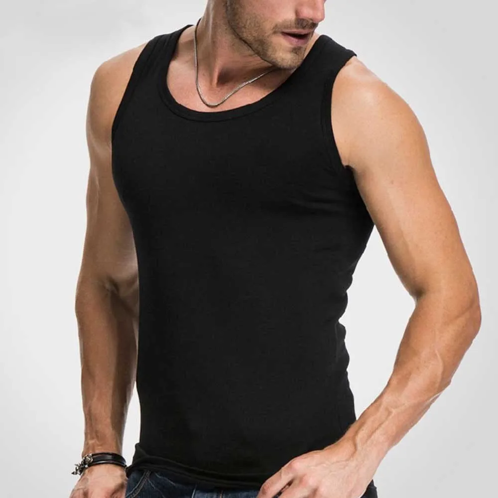 Men Muscle Sleeveless Shirt Sport Tank Tops Undershirt Gym Workout Vest Stringer Fitness T-Shirt Beater Fitness Undershirt