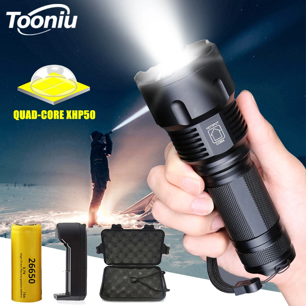 Ультра яркий светодиодный светильник вспышка с XHP50 Мощный тактический фонарь