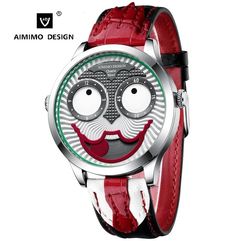 AIMIMO дизайнерские эксклюзивные мужские часы клоуна кварцевые Джокера роскошные с