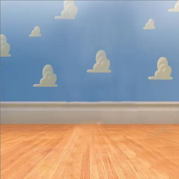 8x8FT Мультяшные белые облака голубое небо деревянный пол История игрушек