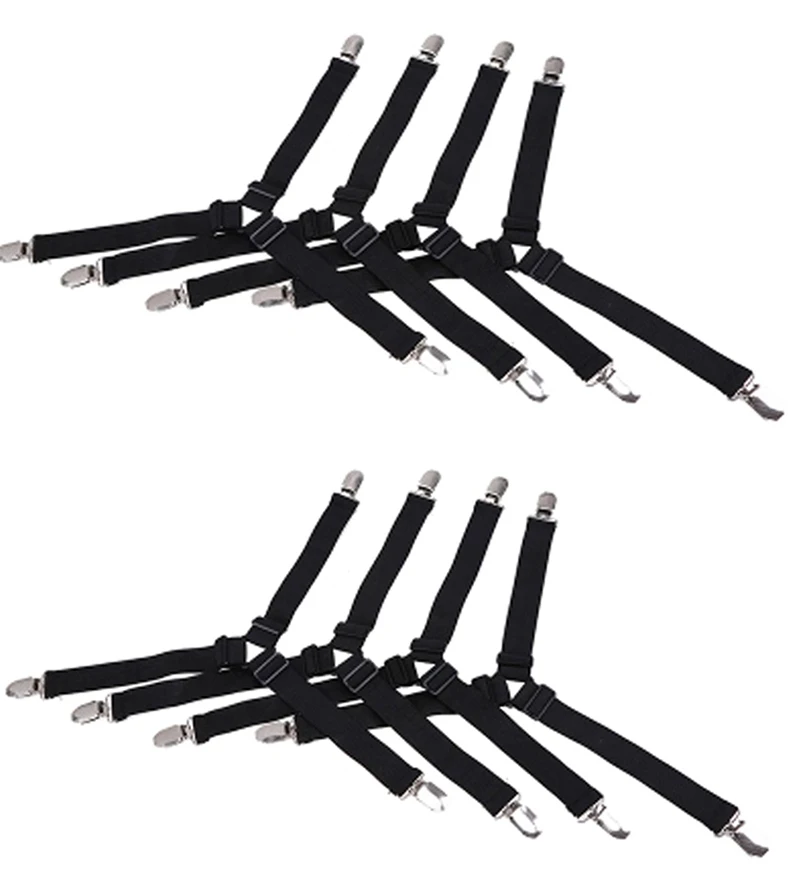Black 8pcs Регулируемые пластиковые простыни зажимы для матраца крышка с креплениями одеяла скатерти диван Чехлы Захваты крепления нескользящий ремень - Цвет: Black 8pcs