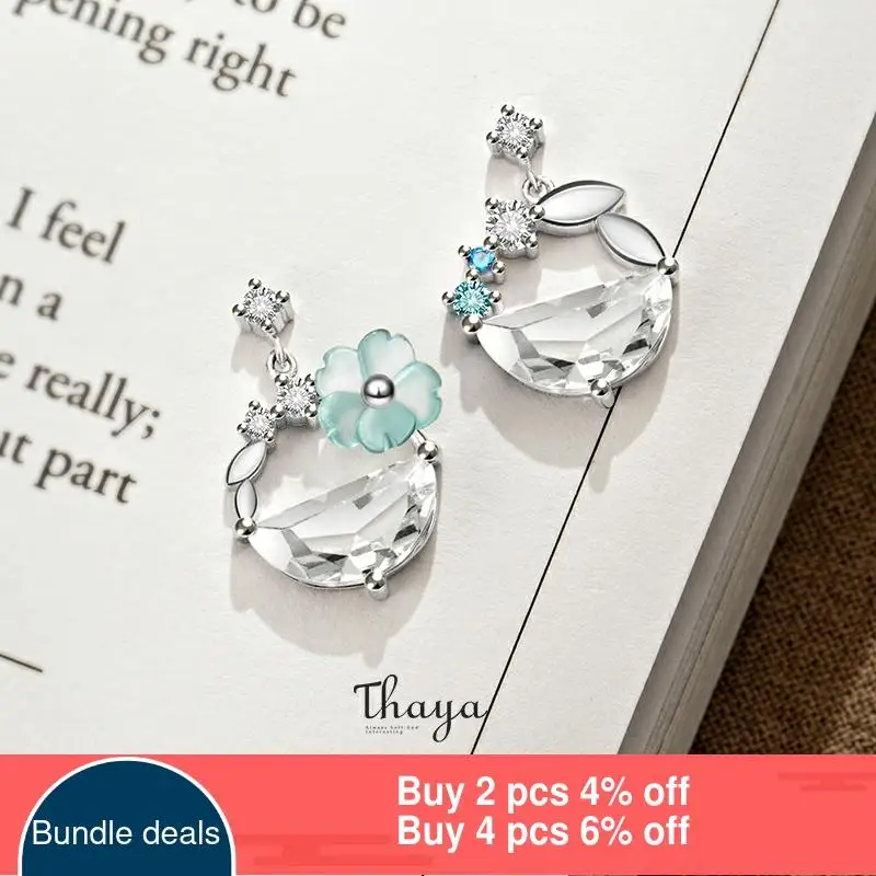 Женские серьги Thaya из серебра 925 пробы с натуральным синим цветком | Украшения и