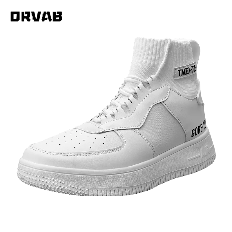

Men Shoes Autumn Winter Breathable Men Casual Shoes Fashion Brand Men Sneakers Leather Lace Up High Top Sneakers Male Sock Shoes