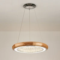 remote dimming led chanderlier lighting dia 58cm crystal luxury round hanging lamp living room villa restaurant wood chandeliers
