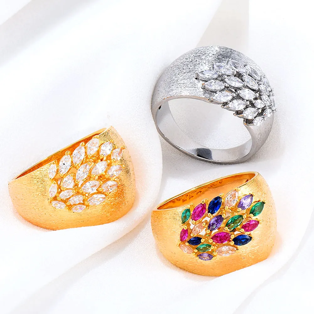 Женское широкое кольцо SisCathy, металлическое кольцо с фианитом, инкрустированное листьями, Подарочная бижутерия, 2022